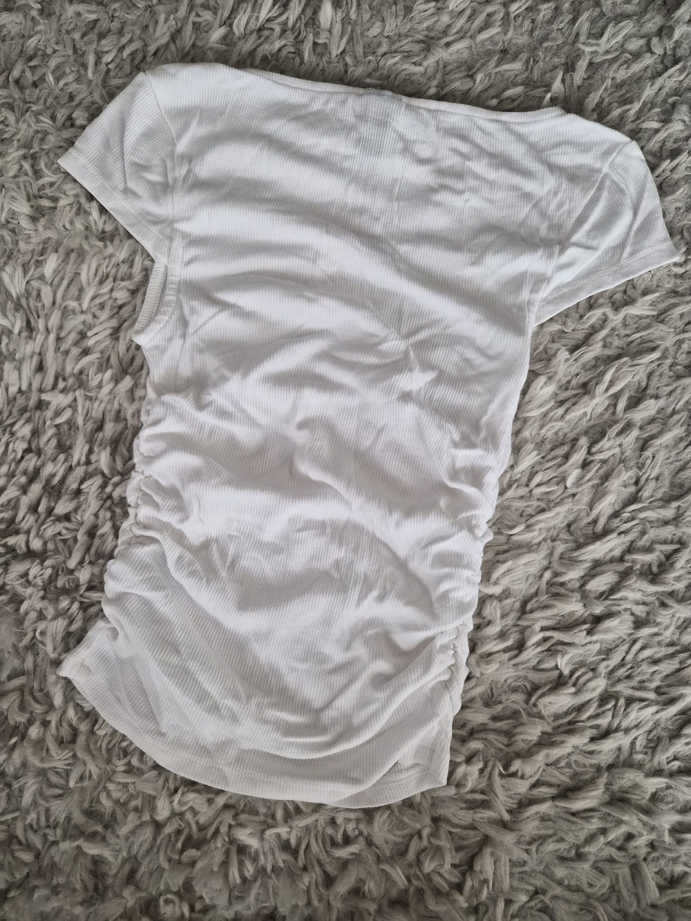 Wild Fable White Ribbed Ruched Side Tee - XXS - Picture 9 of 10